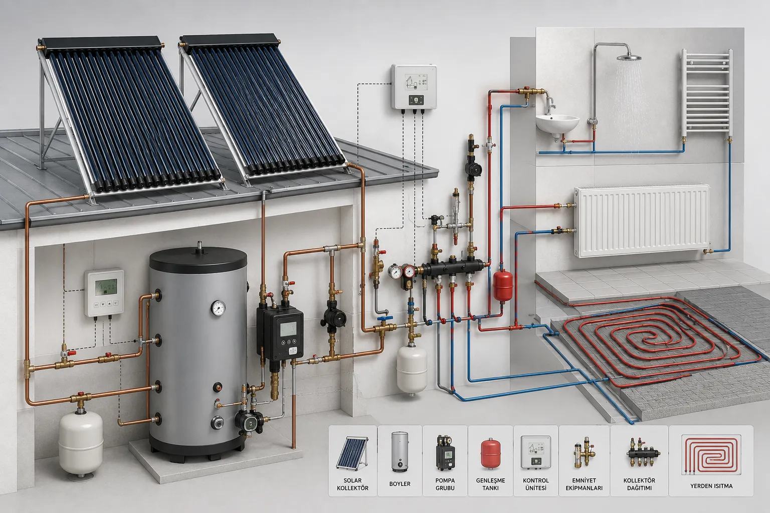 Solar sıcak su sistemi teknik altyapı